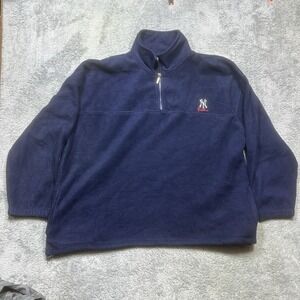 Vintage‎ Adidas New York Yankees 1/4 Zip Pullover Fleece Dark Blue Men's 2XL MLB